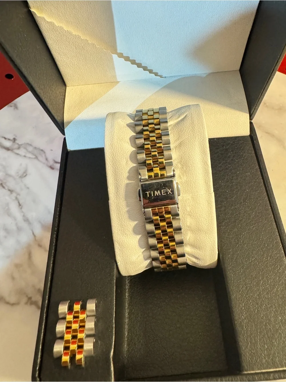 Timex Legacy Two-Tone Silver and Gold Unisex Watch with Black Dial